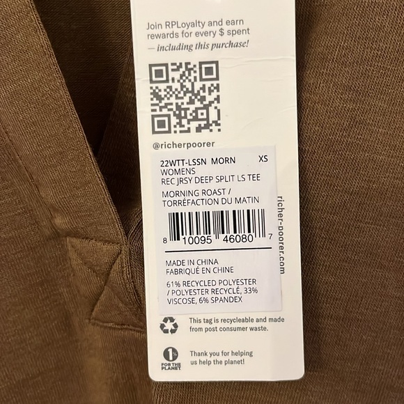 NWT RICHER POORER DEEP SPLIT LONG SLEEVE TEE -
MORNING ROAST - Picture 9 of 11